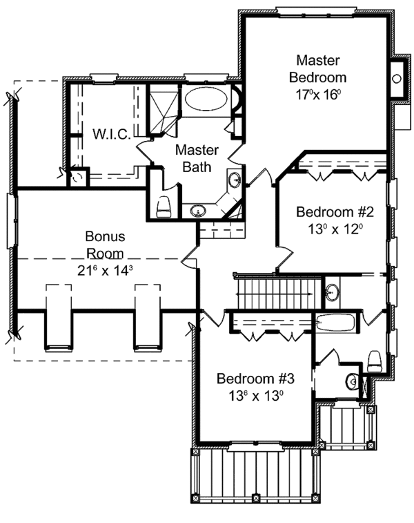 Architectural House Design - Colonial Floor Plan - Upper Floor Plan #429-296