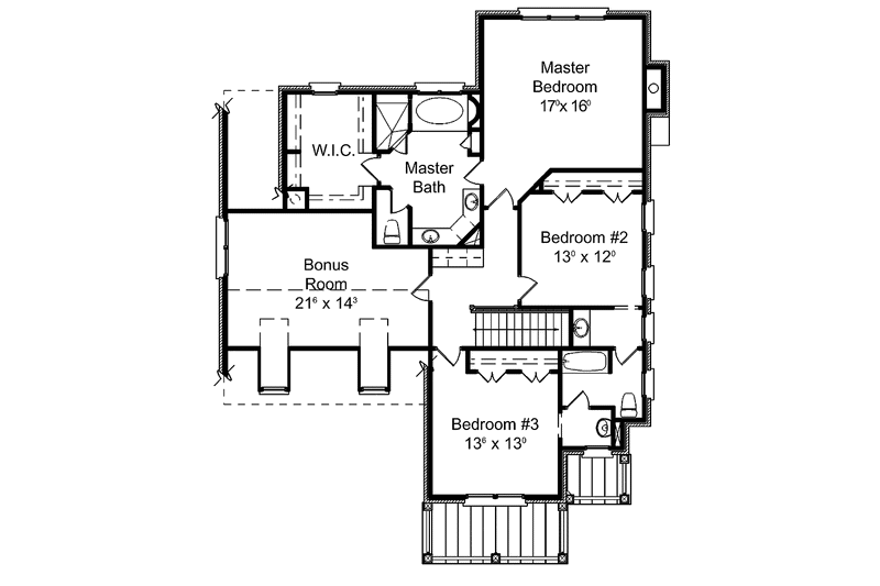 Home Plan - Floor Plan - Upper Floor for Colonial House Plan #429-296 - 3 bed, 2.5 bath