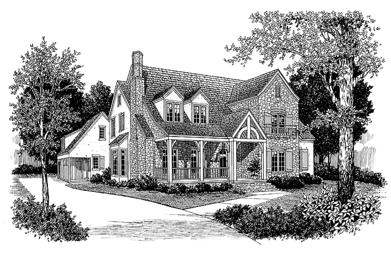 House Blueprint - Exterior - Front Elevation 3 for Country House Plan #453-142 - 5 bed, 5 bath