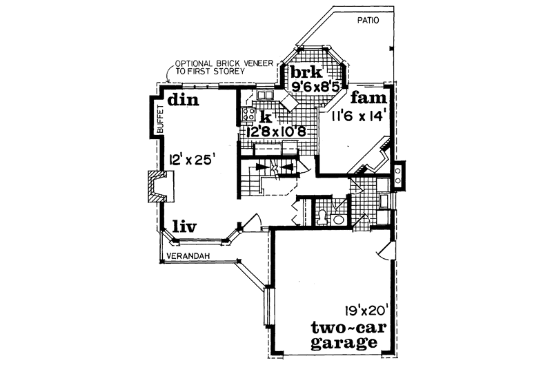Home Plan - Floor Plan - Main Floor for Country House Plan #47-987 - 3 bed, 2.5 bath