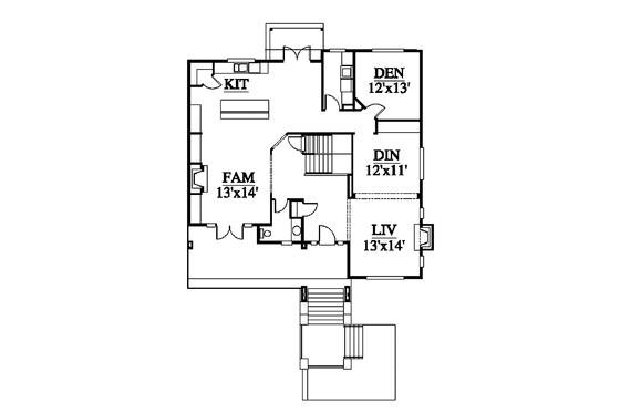 Floor Plan - Main Floor for Craftsman House Plan #951-9 - 4 bed, 3.5 bath
