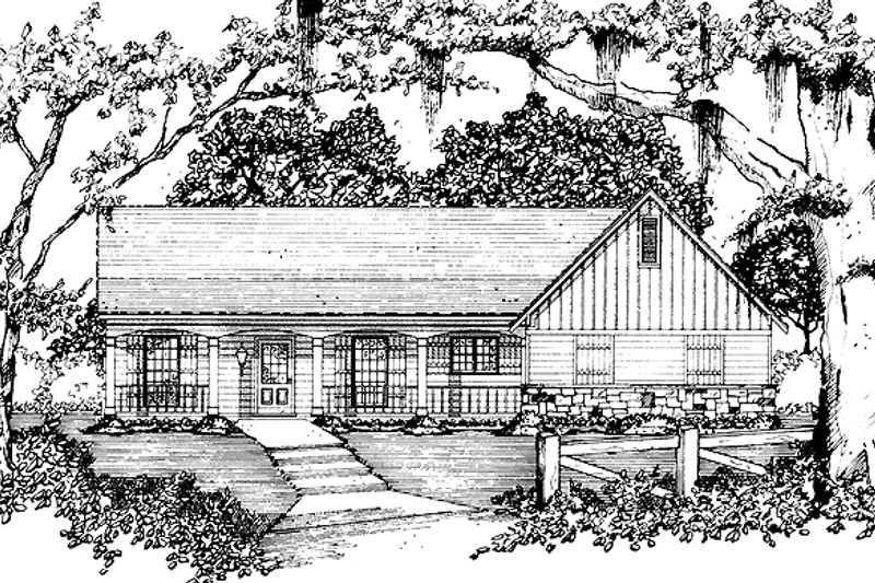 House Blueprint - Country Exterior - Front Elevation Plan #36-595