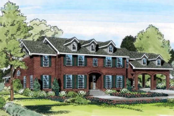 Exterior - Front Elevation for Colonial House Plan #312-335 - 5 bed, 4.5 bath