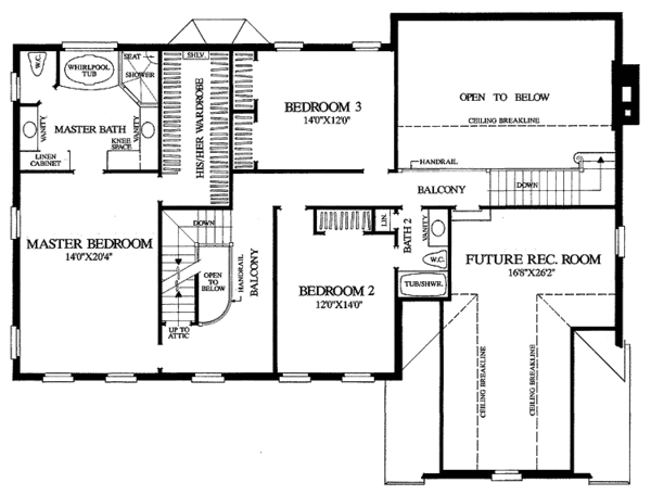 Architectural House Design - Colonial Floor Plan - Upper Floor Plan #137-354