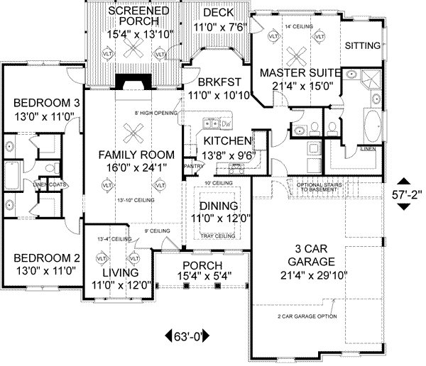 House Blueprint - Southern Floor Plan - Main Floor Plan #56-149