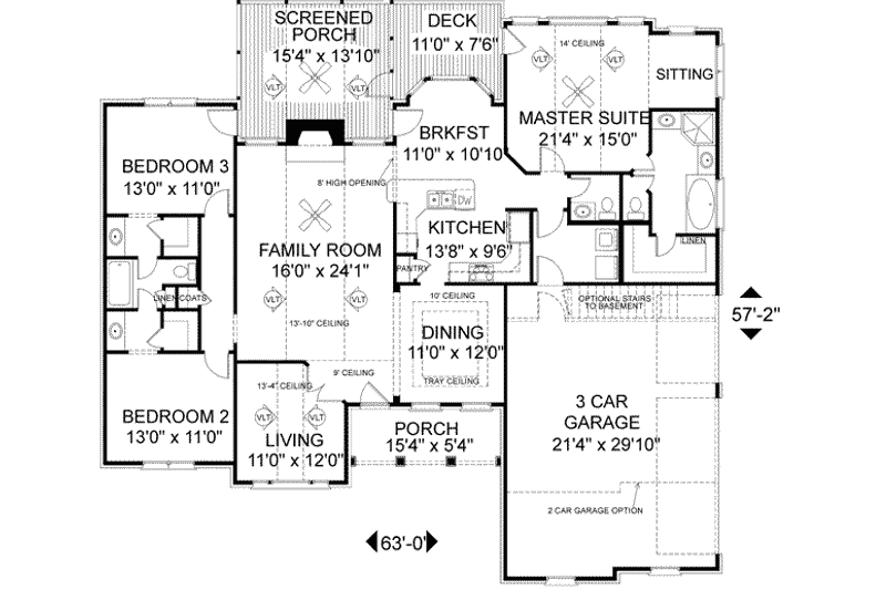 Dream House Plan - Floor Plan - Main Floor for Southern House Plan #56-149 - 3 bed, 2.5 bath