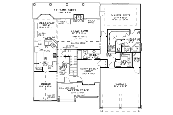 Floor Plan - Main Floor for Country House Plan #17-2678 - 4 bed, 3 bath