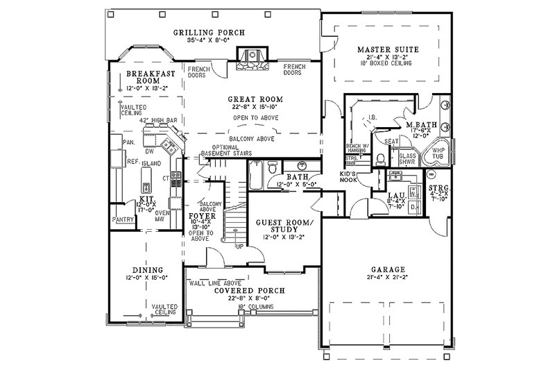 Architectural House Design - Floor Plan - Main Floor for Country House Plan #17-2678 - 4 bed, 3 bath