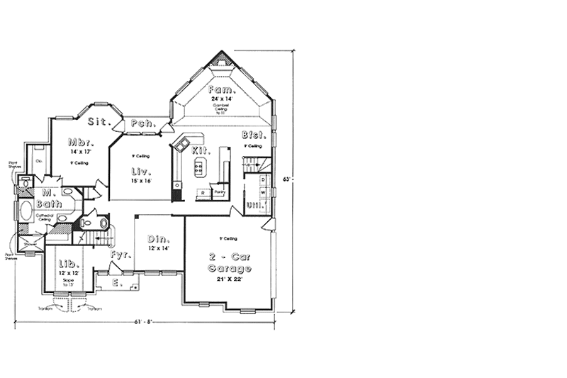 Home Plan - Floor Plan - Main Floor for Country House Plan #974-9 - 4 bed, 3.5 bath