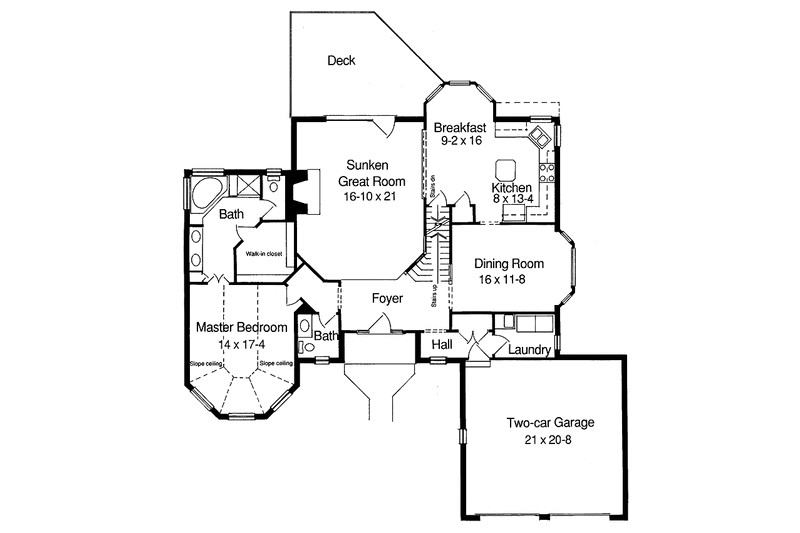 Dream House Plan - Floor Plan - Main Floor for Country House Plan #46-537 - 3 bed, 2.5 bath