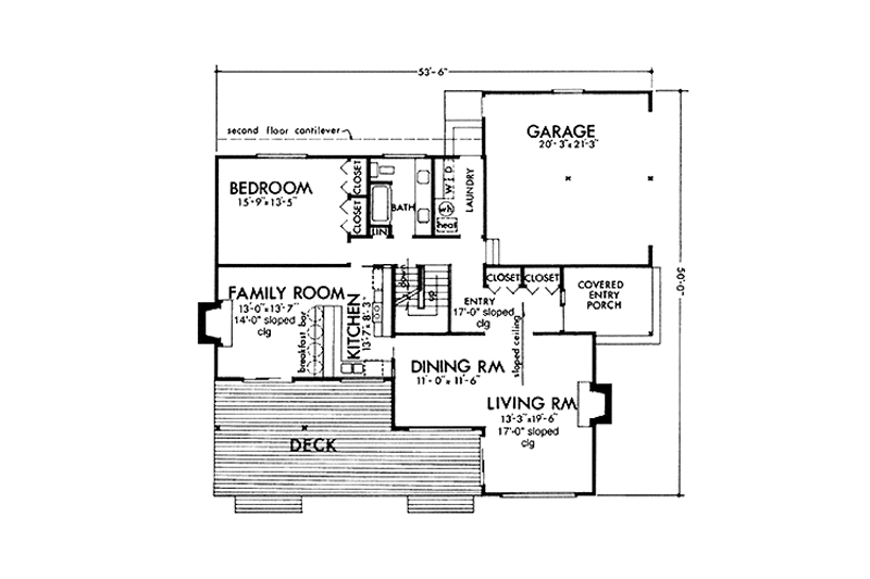 House Blueprint - Floor Plan - Main Floor for Prairie House Plan #320-1304 - 3 bed, 2 bath
