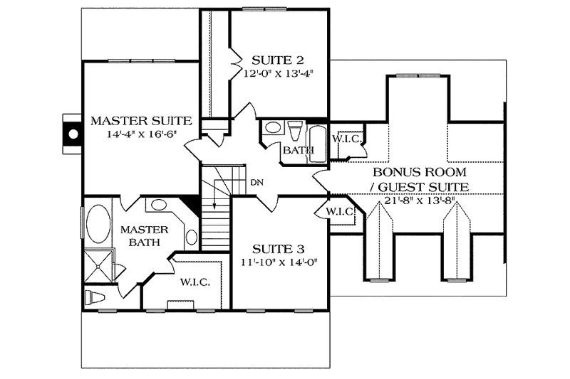 Dream House Plan - Floor Plan - Upper Floor for Classical House Plan #453-129 - 3 bed, 2.5 bath