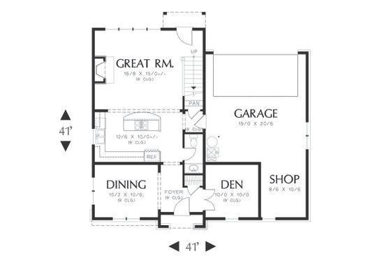 Floor Plan - Main Floor for European House Plan #48-558 - 3 bed, 2.5 bath