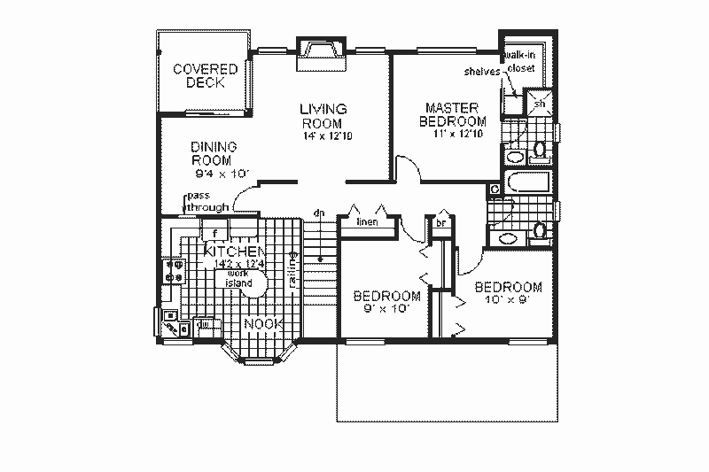 House Plan Design - Floor Plan - Main Floor for Farmhouse House Plan #18-210 - 3 bed, 2 bath