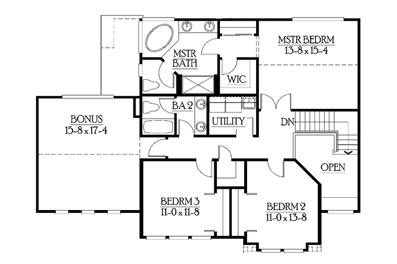 Home Plan - Floor Plan - Upper Floor for Craftsman House Plan #132-300 - 3 bed, 2.5 bath