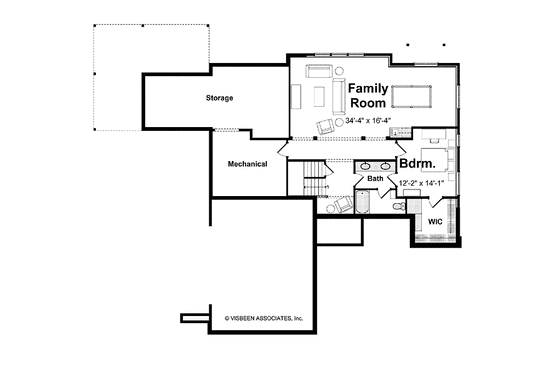 Floor Plan - Lower Floor for Craftsman House Plan #928-199 - 3 bed, 2.5 bath