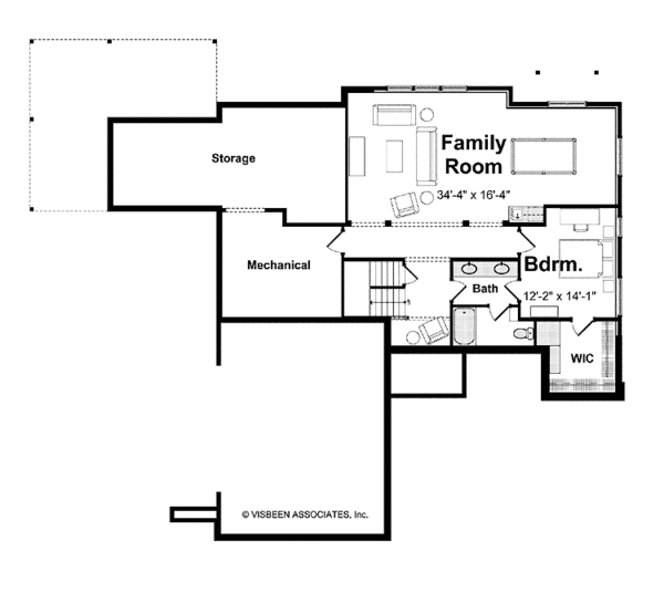 Craftsman Floor Plan - Lower Floor Plan #928-199