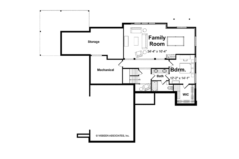 Home Plan - Floor Plan - Lower Floor for Craftsman House Plan #928-199 - 3 bed, 2.5 bath