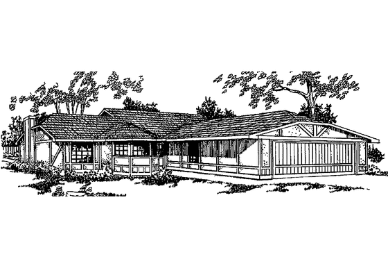 Exterior - Front Elevation 3 for Tudor House Plan #60-702 - 3 bed, 2 bath