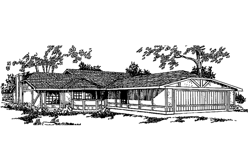 Home Plan - Exterior - Front Elevation 3 for Tudor House Plan #60-702 - 3 bed, 2 bath