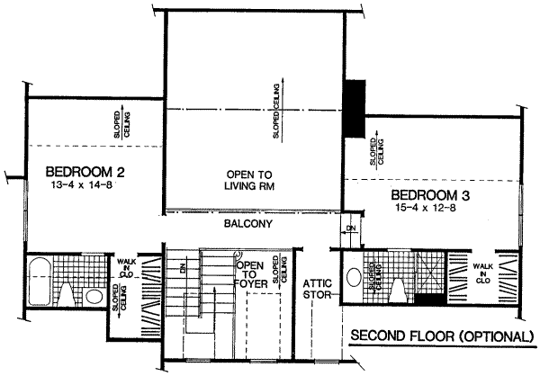 Traditional Floor Plan - Upper Floor Plan #322-109