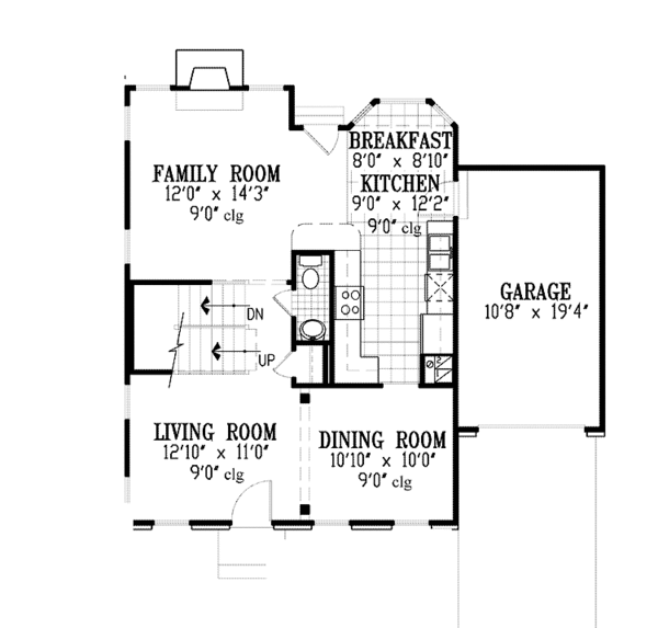 Architectural House Design - Colonial Floor Plan - Main Floor Plan #953-90