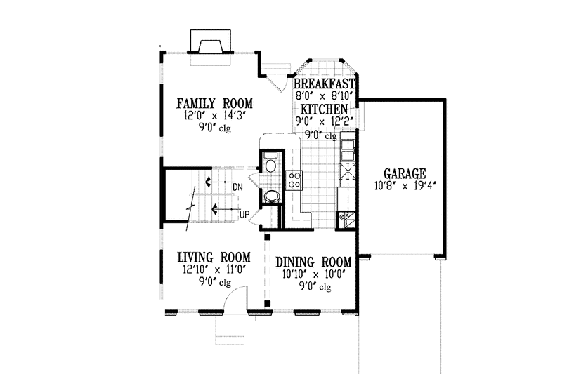 Home Plan - Floor Plan - Main Floor for Colonial House Plan #953-90 - 3 bed, 2.5 bath
