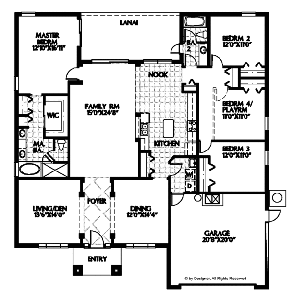 Architectural House Design - Mediterranean Floor Plan - Main Floor Plan #999-101