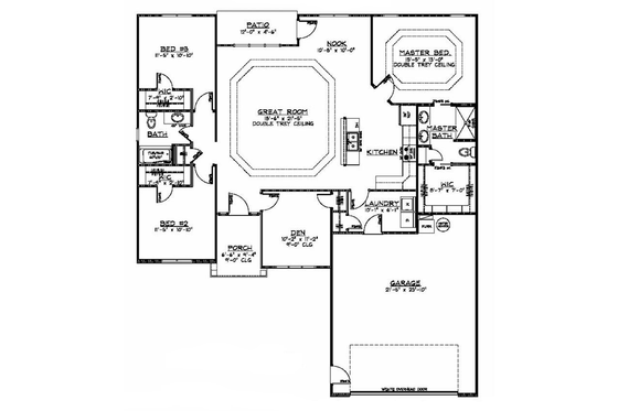 Floor Plan - Main Floor for Ranch House Plan #1064-5 - 3 bed, 2 bath