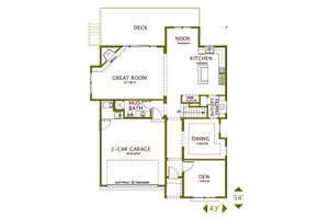 Floor Plan - Main Floor for European House Plan #487-5 - 4 bed, 3 bath