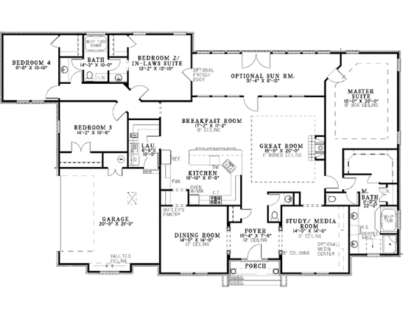 Architectural House Design - Traditional Floor Plan - Main Floor Plan #17-3285