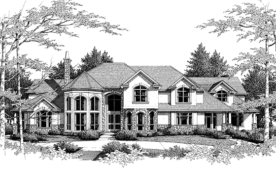Exterior - Front Elevation 3 for European House Plan #48-770 - 4 bed, 4 bath