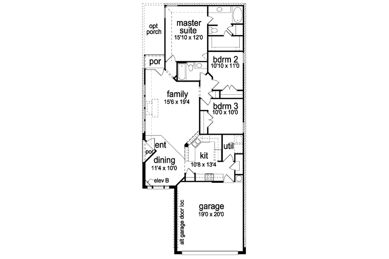 Home Plan - Floor Plan - Main Floor for Traditional House Plan #84-672 - 3 bed, 2 bath