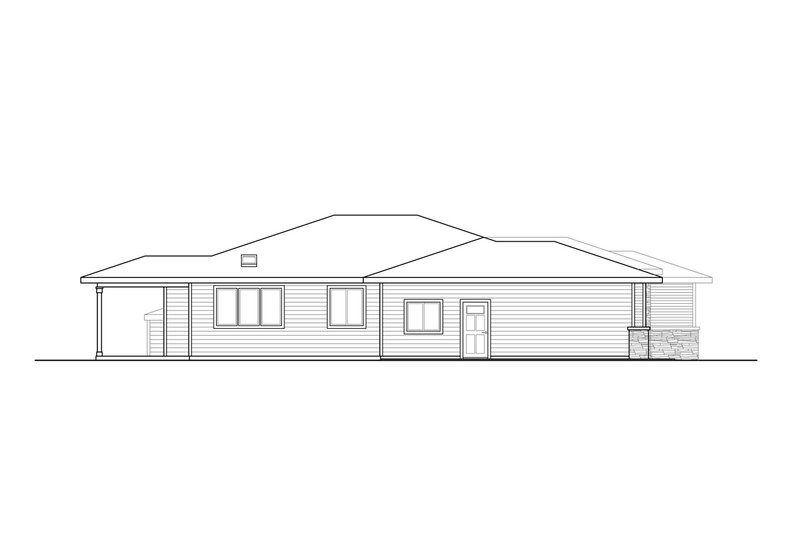 House Blueprint - Exterior - Other Elevation for Prairie House Plan #124-1192 - 3 bed, 2 bath