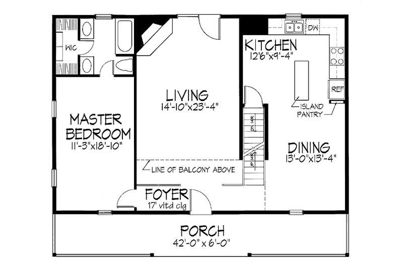 Home Plan - Floor Plan - Main Floor for Country House Plan #320-843 - 3 bed, 2 bath