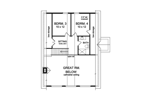 Floor Plan - Upper Floor for Cabin House Plan #1010-148 - 4 bed, 3 bath