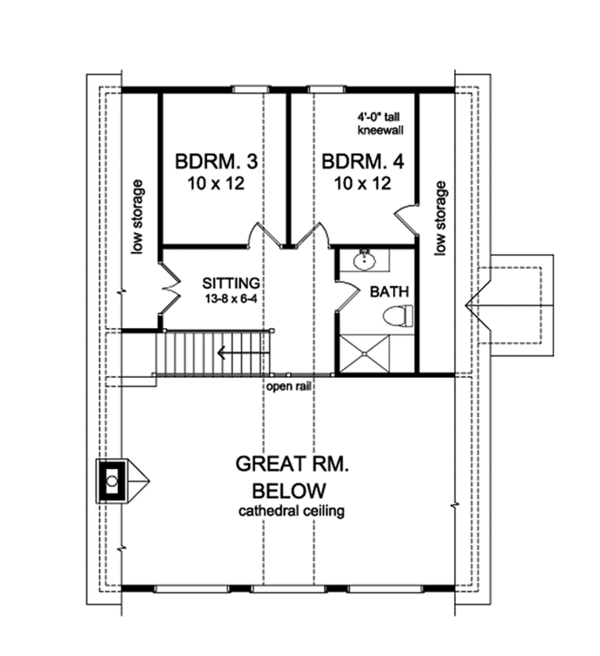 House Design - Cabin Floor Plan - Upper Floor Plan #1010-148