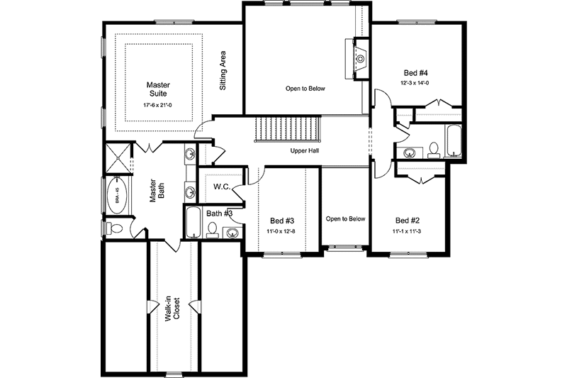 Architectural House Design - Floor Plan - Upper Floor for Country House Plan #994-28 - 4 bed, 3.5 bath