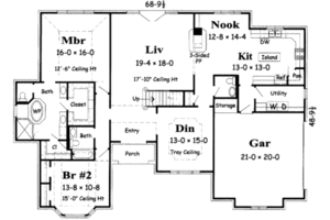 Floor Plan - Main Floor for European House Plan #329-105 - 4 bed, 3.5 bath