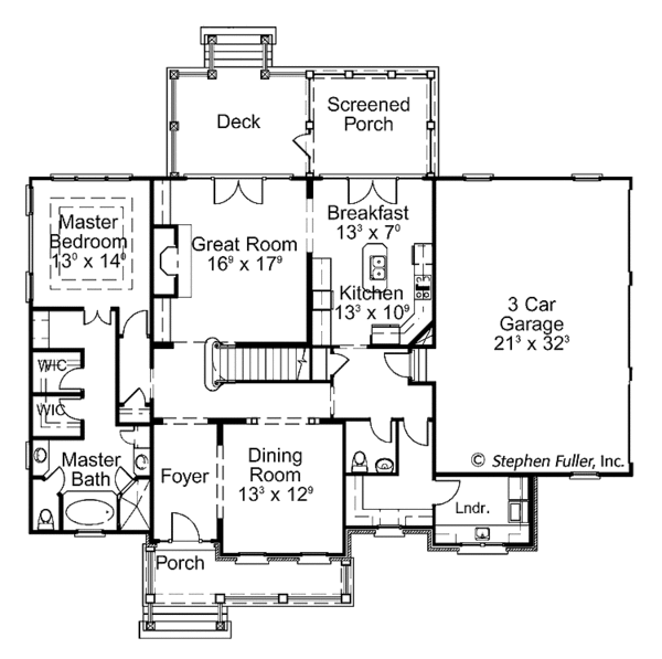 Architectural House Design - Colonial Floor Plan - Main Floor Plan #429-402
