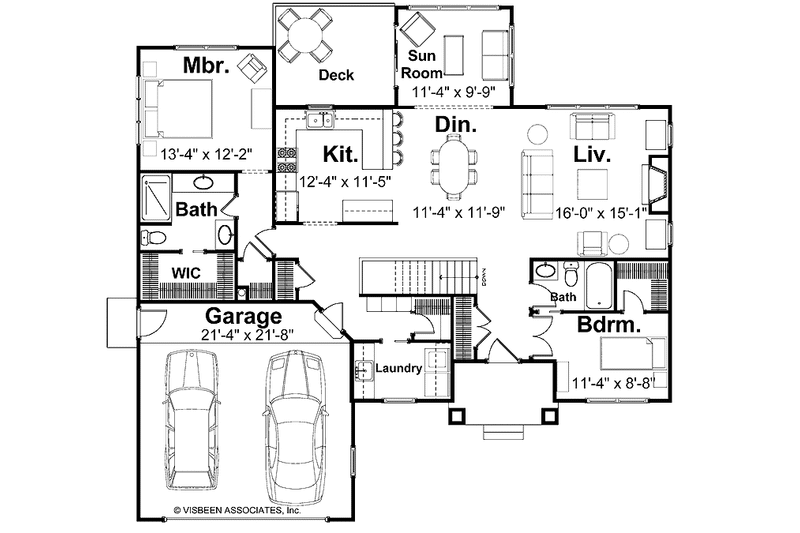 Home Plan - Floor Plan - Main Floor for Craftsman House Plan #928-120 - 3 bed, 3 bath