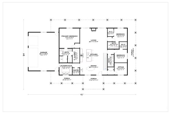 Floor Plan - Main Floor for Farmhouse House Plan #1112-18 - 3 bed, 4 bath