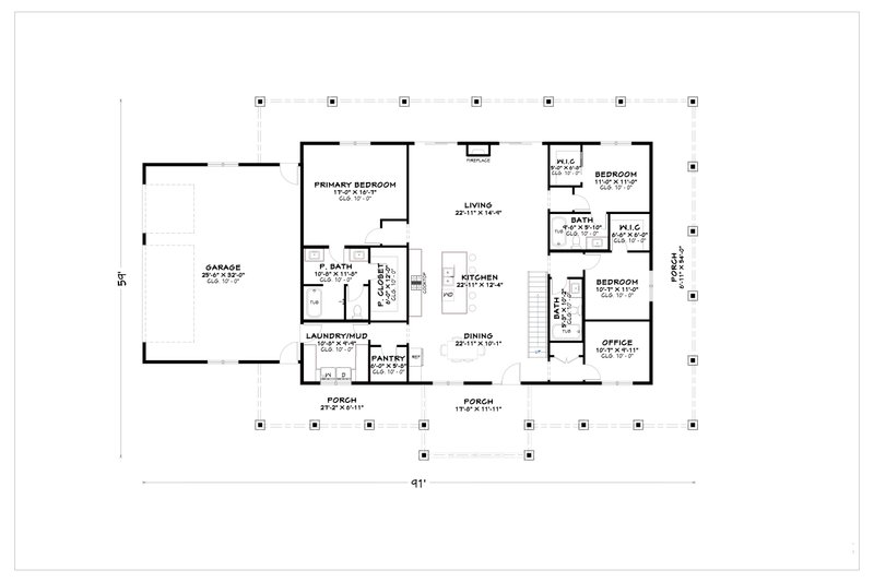 House Plan Design - Floor Plan - Main Floor for Farmhouse House Plan #1112-18 - 3 bed, 4 bath