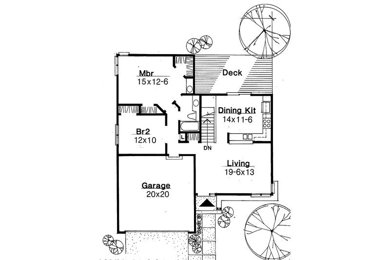 Architectural House Design - Floor Plan - Main Floor for Ranch House Plan #334-120 - 2 bed, 1 bath