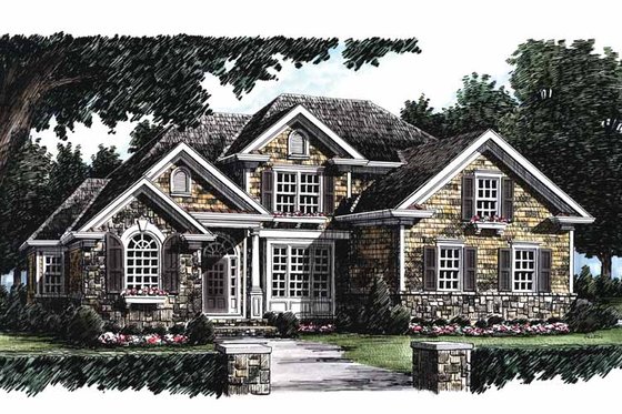 Exterior - Front Elevation 3 for Country House Plan #927-623 - 3 bed, 2.5 bath