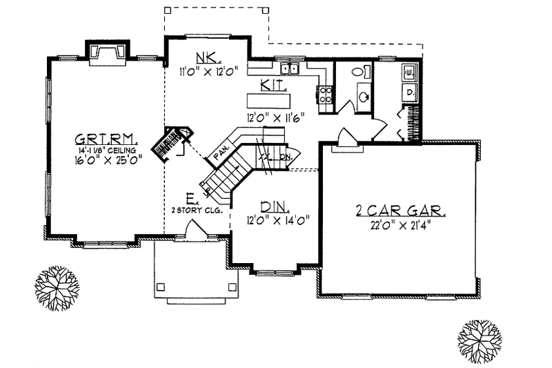 Architectural House Design - Floor Plan - Main Floor for Traditional House Plan #70-1326 - 3 bed, 2 bath