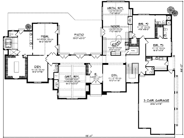 House Plan Design - European Floor Plan - Main Floor Plan #70-852