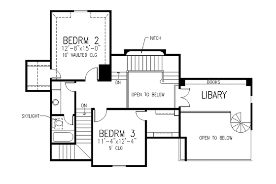 Floor Plan - Upper Floor for European House Plan #410-3580 - 3 bed, 2.5 bath