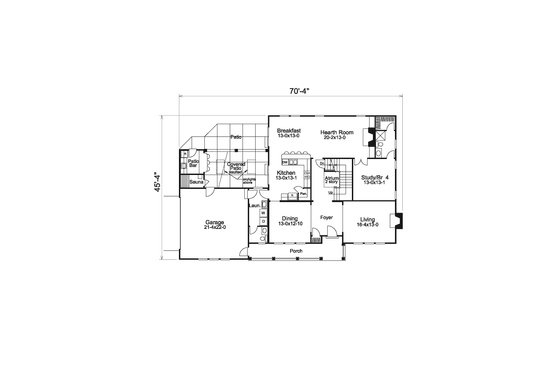 Floor Plan - Main Floor House Plan #57-581 - 4 bed, 3.5 bath
