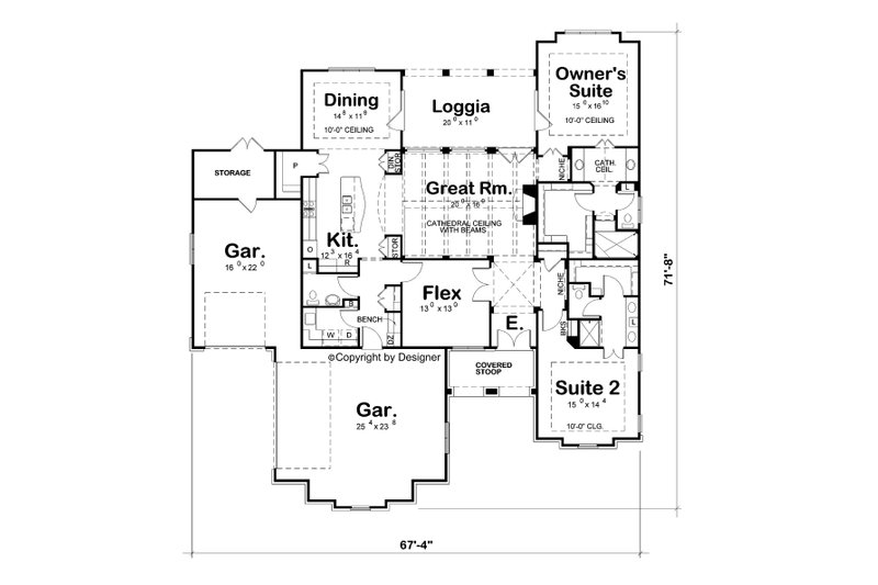 Architectural House Design - Floor Plan - Main Floor for European House Plan #20-2067 - 2 bed, 2 bath